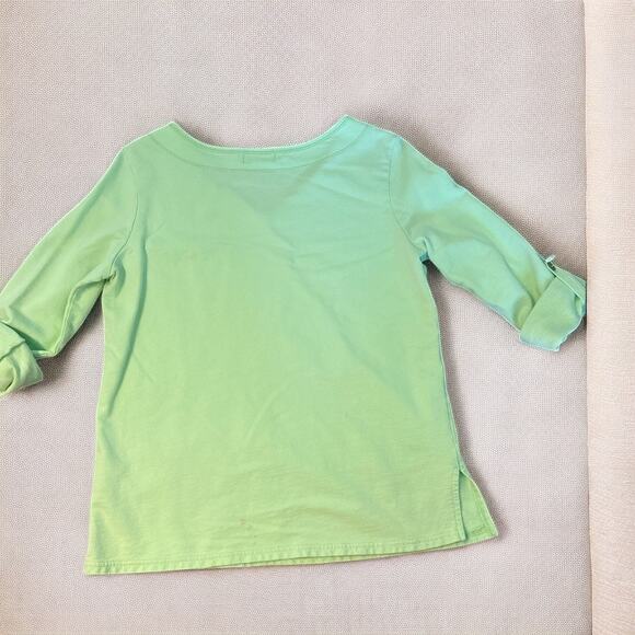 Pastel Embellished Parrot Shirt Sequin Lime Green Petite Small - Picture 3 of 7